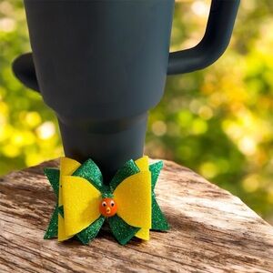 Stanley Glittery Tumbler Cup Bow-Disney Inspired ORANGE BIRD Charm- Cup Bow